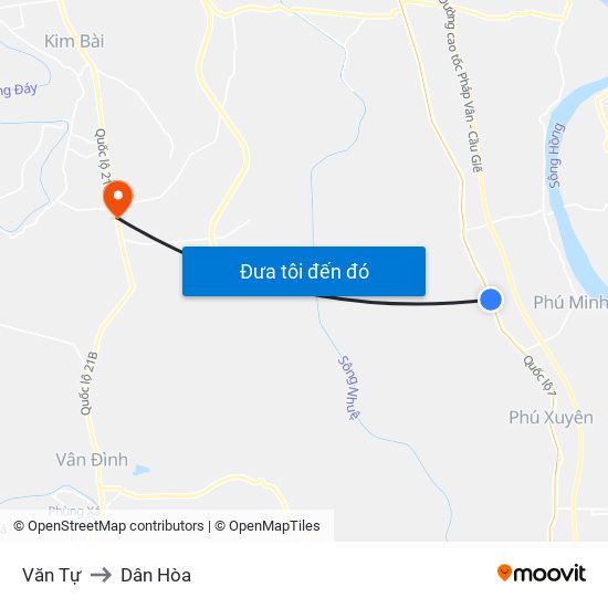 Văn Tự to Dân Hòa map