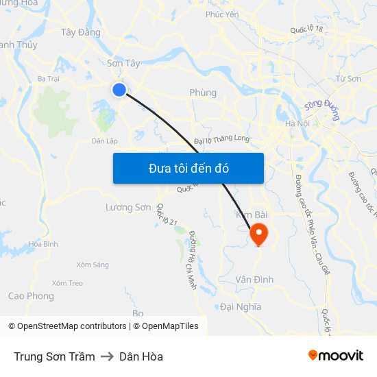 Trung Sơn Trầm to Dân Hòa map