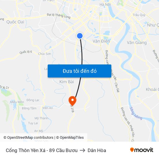 Cổng Thôn Yên Xá - 89 Cầu Bươu to Dân Hòa map