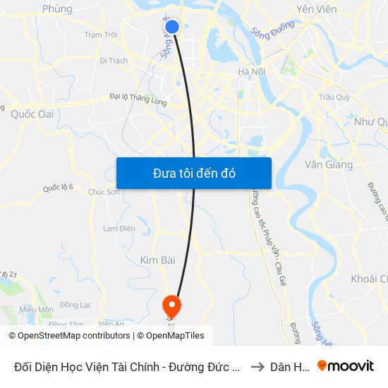 Đối Diện Học Viện Tài Chính - Đường Đức Thắng to Dân Hòa map