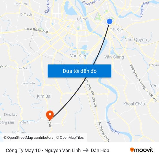 Công Ty May 10 - Nguyễn Văn Linh to Dân Hòa map