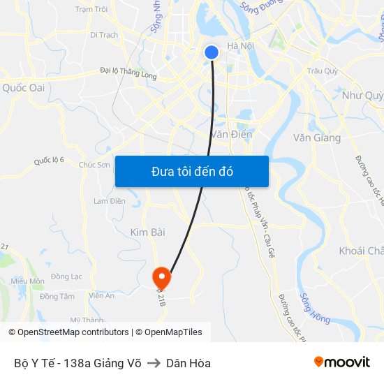 Bộ Y Tế - 138a Giảng Võ to Dân Hòa map