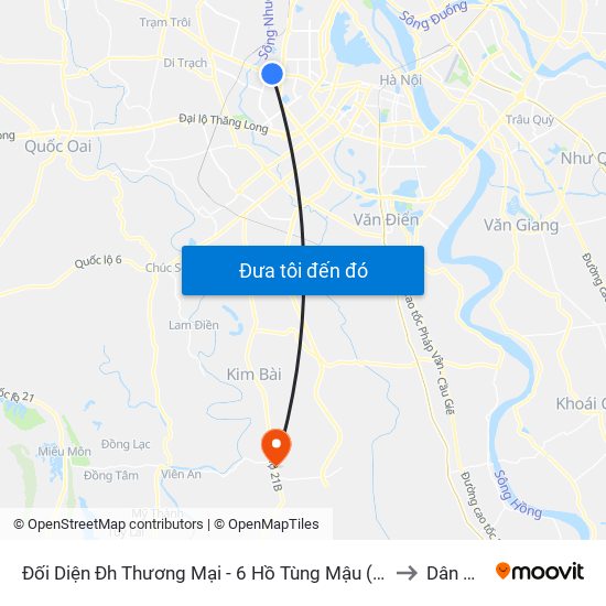 Đối Diện Đh Thương Mại - 6 Hồ Tùng Mậu (Cột Sau) to Dân Hòa map