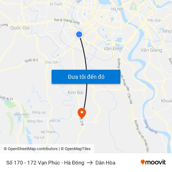 Số 170 - 172 Vạn Phúc - Hà Đông to Dân Hòa map