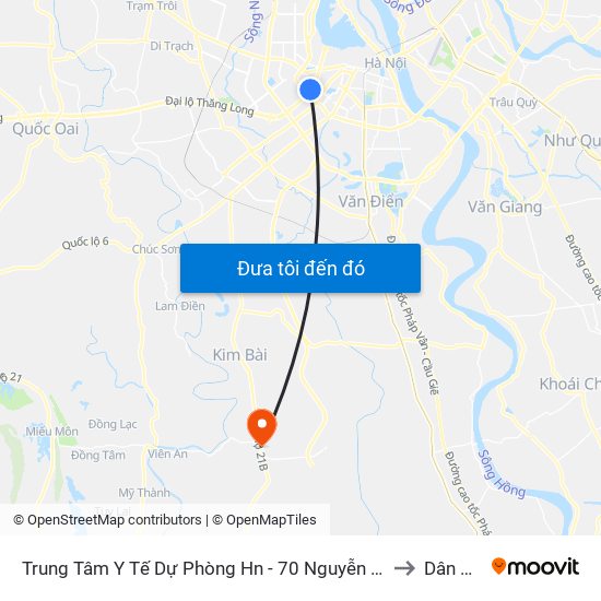 Trung Tâm Y Tế Dự Phòng Hn - 70 Nguyễn Chí Thanh to Dân Hòa map