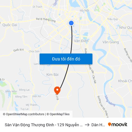 Sân Vận Động Thượng Đình - 129 Nguyễn Trãi to Dân Hòa map