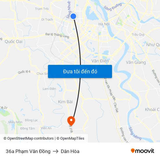 36a Phạm Văn Đồng to Dân Hòa map