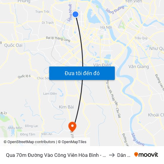 Qua 70m Đường Vào Công Viên Hòa Bình - Phạm Văn Đồng to Dân Hòa map