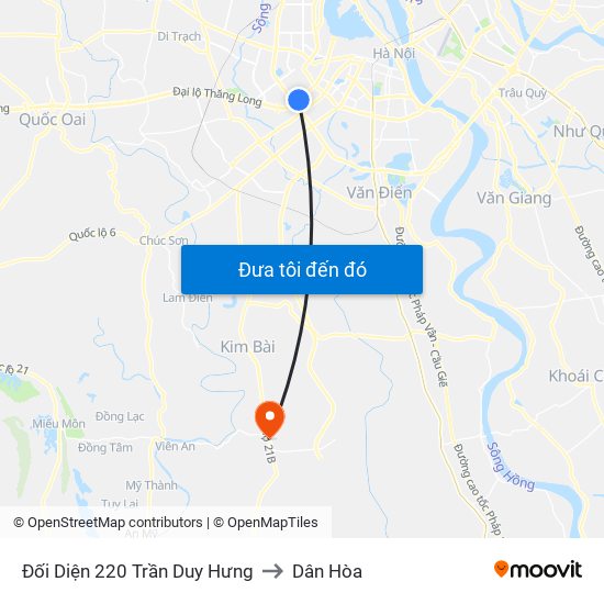Đối Diện 220 Trần Duy Hưng to Dân Hòa map