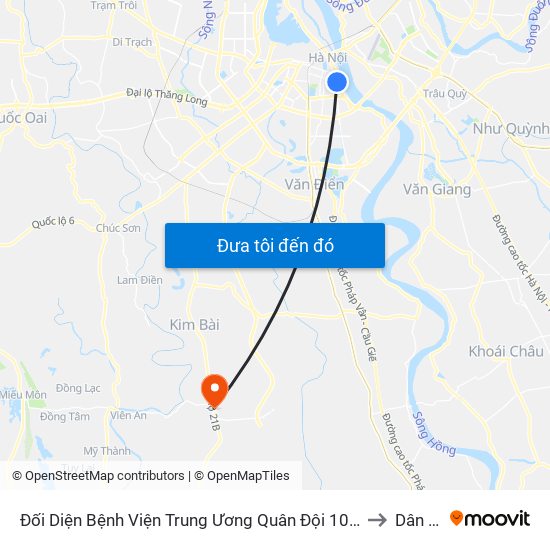 Đối Diện Bệnh Viện Trung Ương Quân Đội 108 - Trần Hưng Đạo to Dân Hòa map