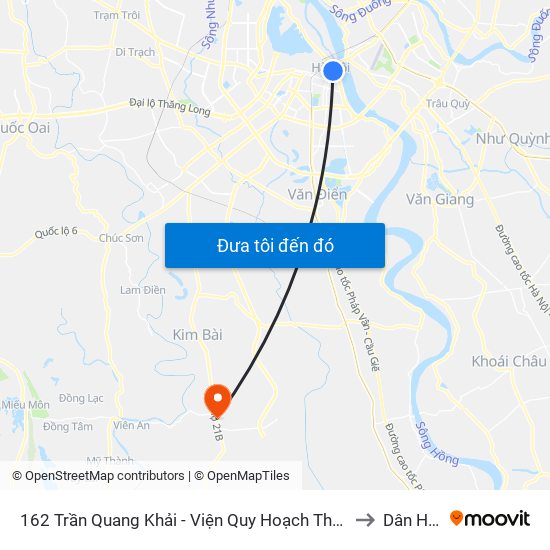 162 Trần Quang Khải - Viện Quy Hoạch Thủy Lợi to Dân Hòa map