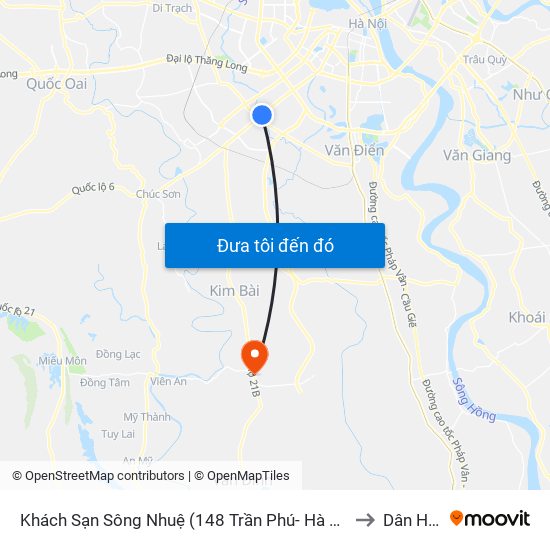 Khách Sạn Sông Nhuệ (148 Trần Phú- Hà Đông) to Dân Hòa map