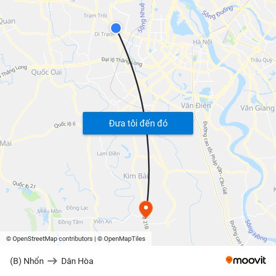 (B) Nhổn to Dân Hòa map