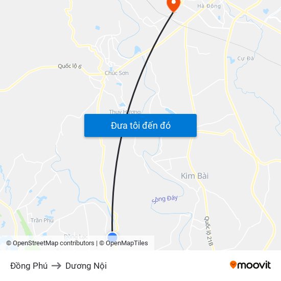 Đồng Phú to Dương Nội map