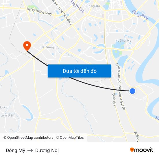 Đông Mỹ to Dương Nội map