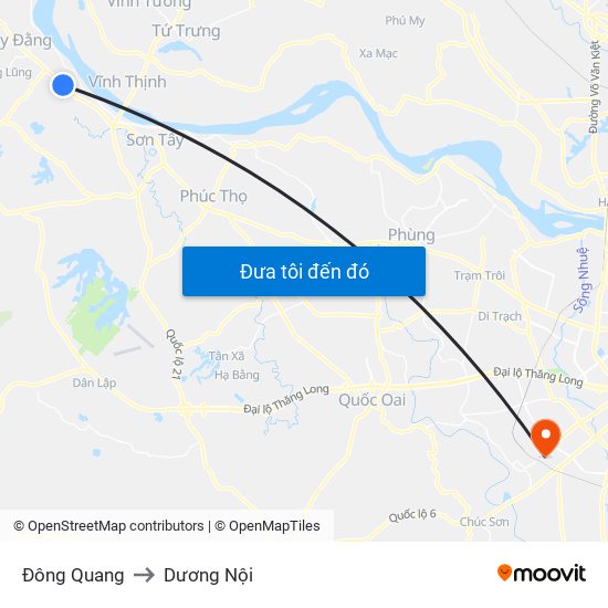 Đông Quang to Dương Nội map