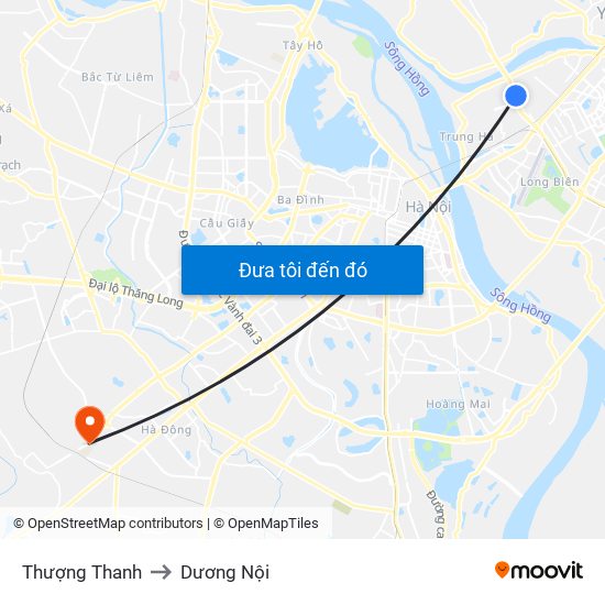 Thượng Thanh to Dương Nội map