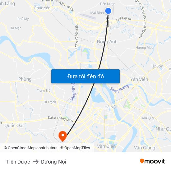 Tiên Dược to Dương Nội map
