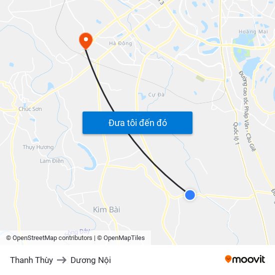 Thanh Thùy to Dương Nội map