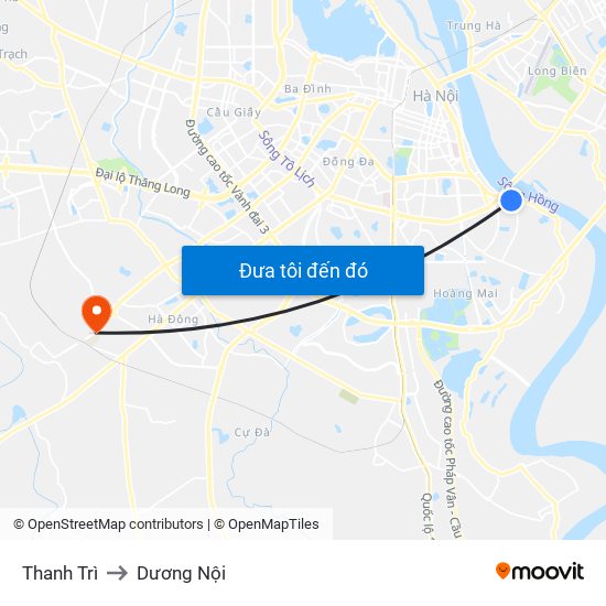 Thanh Trì to Dương Nội map