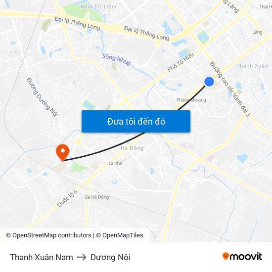 Thanh Xuân Nam to Dương Nội map