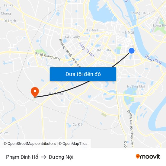 Phạm Đình Hổ to Dương Nội map