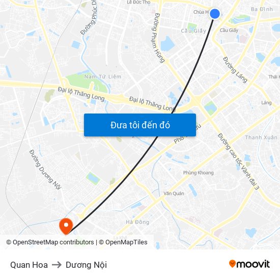 Quan Hoa to Dương Nội map