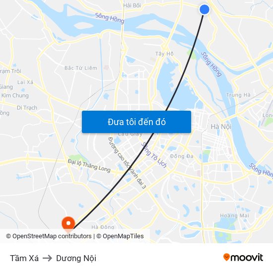 Tầm Xá to Dương Nội map