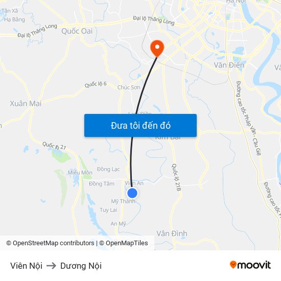 Viên Nội to Dương Nội map