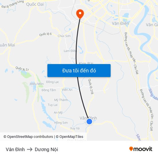 Vân Đình to Dương Nội map