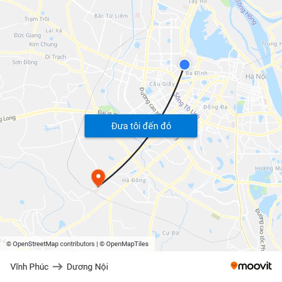 Vĩnh Phúc to Dương Nội map