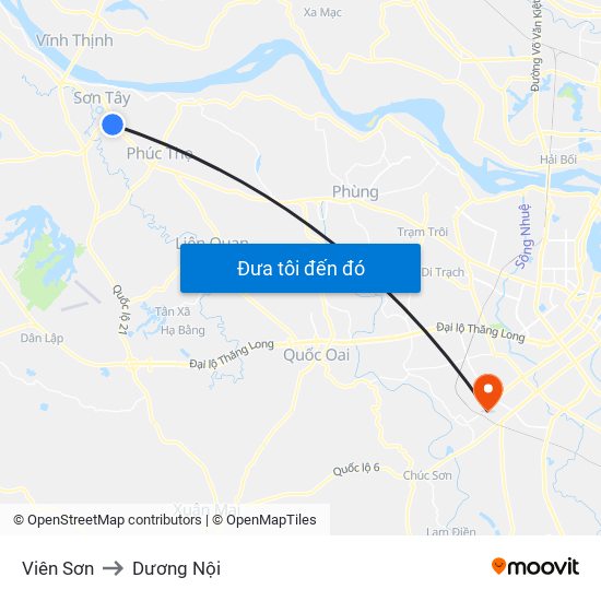 Viên Sơn to Dương Nội map