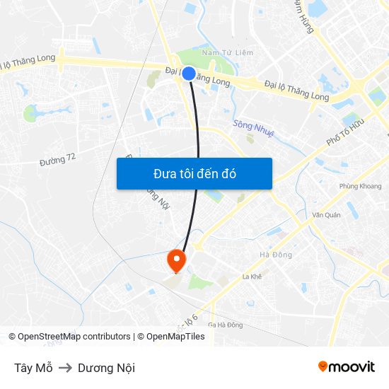 Tây Mỗ to Dương Nội map