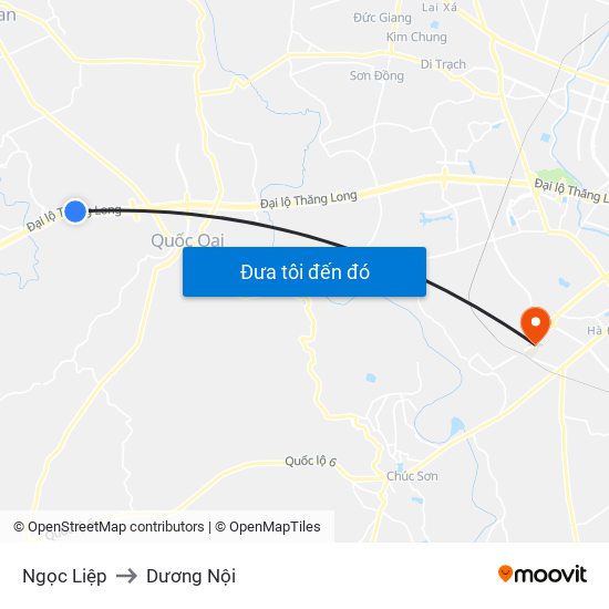 Ngọc Liệp to Dương Nội map