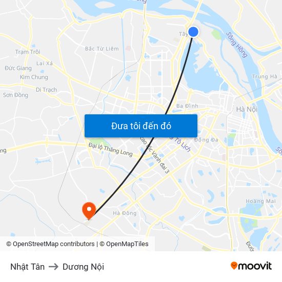 Nhật Tân to Dương Nội map