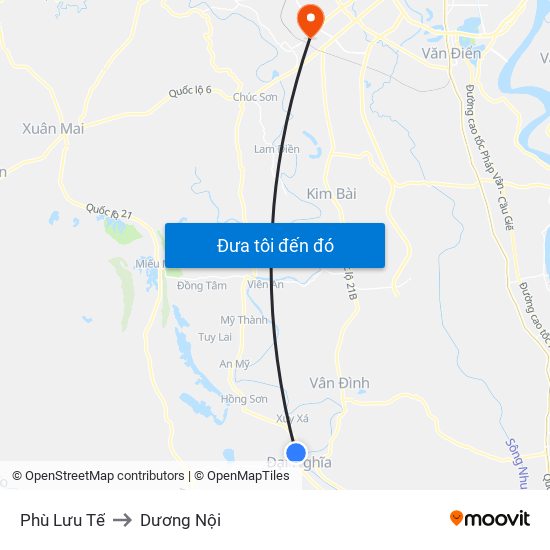 Phù Lưu Tế to Dương Nội map