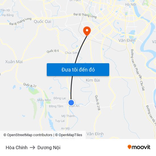 Hòa Chính to Dương Nội map