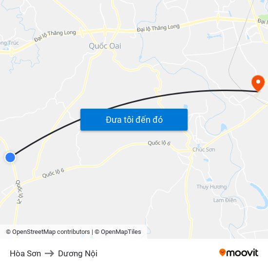 Hòa Sơn to Dương Nội map