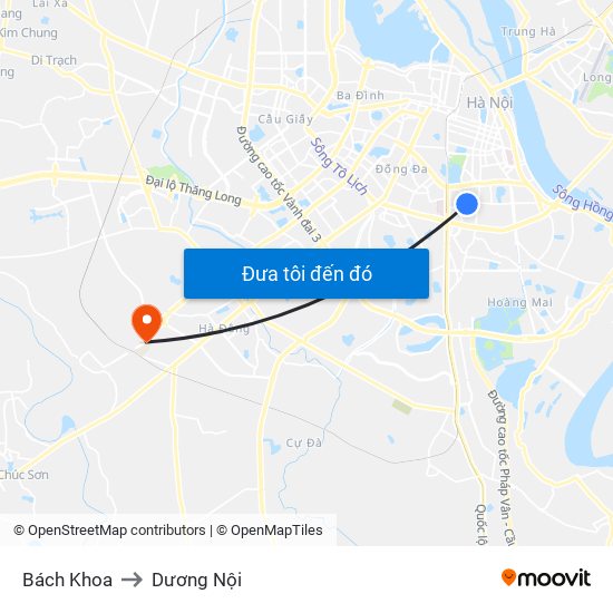 Bách Khoa to Dương Nội map