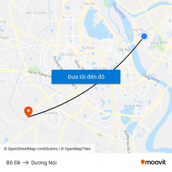 Bồ Đề to Dương Nội map