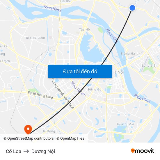 Cổ Loa to Dương Nội map