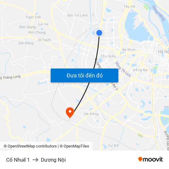 Cổ Nhuế 1 to Dương Nội map