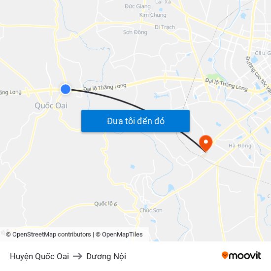 Huyện Quốc Oai to Dương Nội map