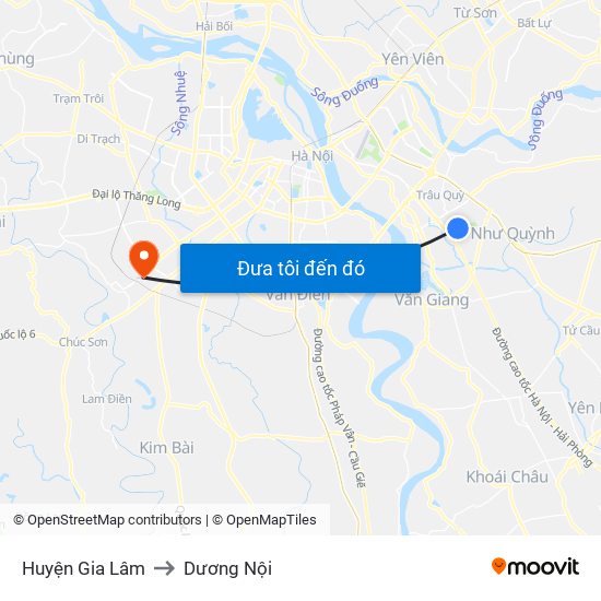 Huyện Gia Lâm to Dương Nội map