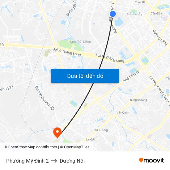 Phường Mỹ Đình 2 to Dương Nội map