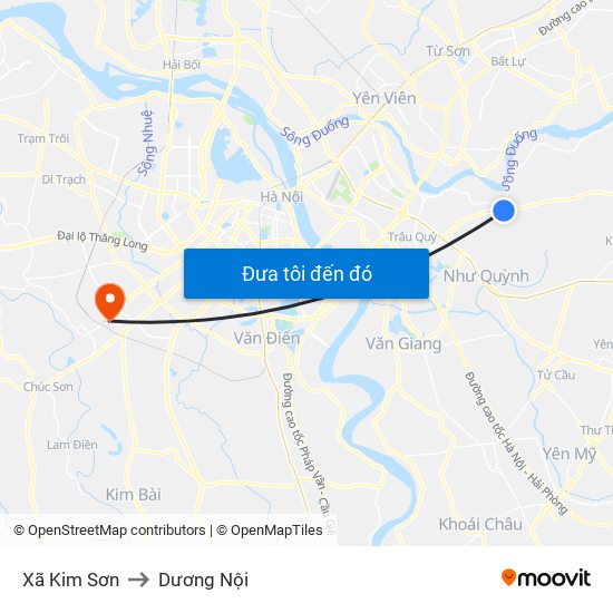Xã Kim Sơn to Dương Nội map