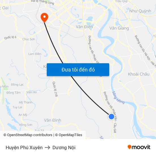 Huyện Phú Xuyên to Dương Nội map