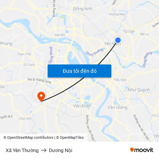 Xã Yên Thường to Dương Nội map