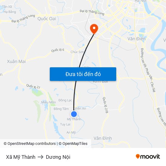 Xã Mỹ Thành to Dương Nội map