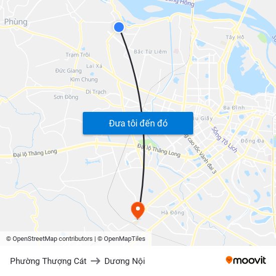 Phường Thượng Cát to Dương Nội map